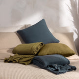 Lark Plain Cotton Throw - Khaki