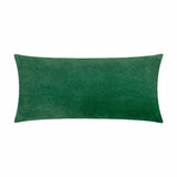 Laurel Velvet Cotton Cushion in jade green, a rectangular bolster-shaped cushion in plain velvet fabric shown on a plain white background.