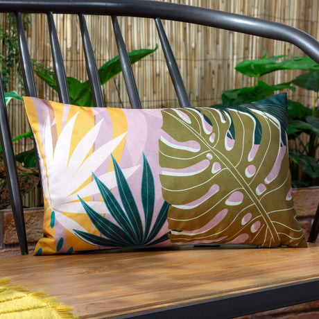 Leafy Reversible Polyester Cushion - Blush