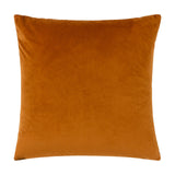 Ledbury Jacquard Velvet Cushion in ginger, square with plain velvet face and piped edge, shown against a white background.
