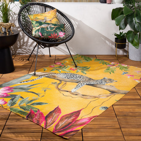 Leopard Animal Polyester Rug - Ochre