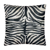 Leopardis reversible polyester cushion, 50x50cm, shown with all-over zebra stripe pattern in black and off-white on plain white background.