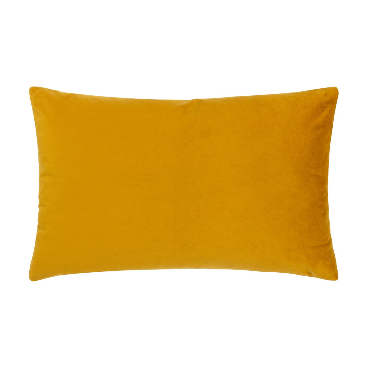 Lexington Jacquard Velvet Cushion in gold, rectangular with a plain velvet face and piped edges, shown on a plain white background.