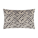 Lexington rectangular jacquard velvet cushion in grey, black, cream and gold-beige diamond pattern, shown against a plain white background.