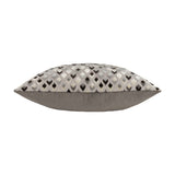 Side view of the Lexington Jacquard Velvet Cushion in grey and black, showing a diamond-patterned velvet face and plain grey reverse panel on a white background.