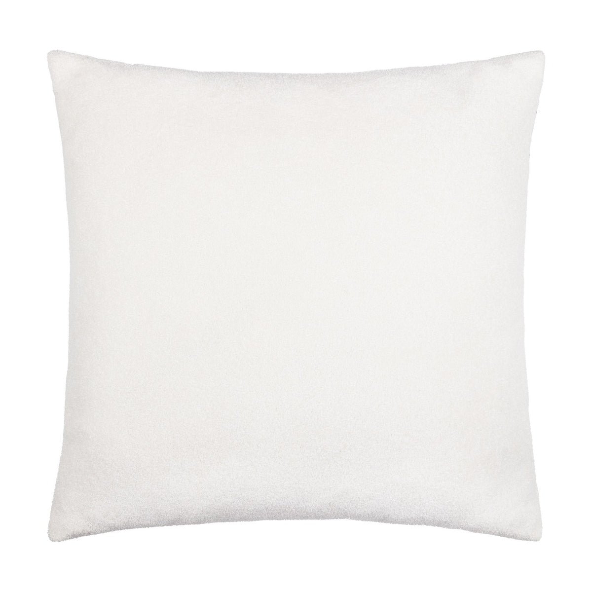 Plain reverse side of the Love Tuft Embroidered Polyester Cushion, showing a soft cream micro boucle fabric with no embroidery, shown on a white background.