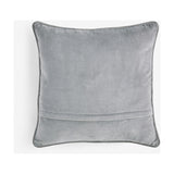 Loxley Velvet Cotton Cushion in silver-grey, square with piped edges and a rear zip opening, shown on a plain white background.