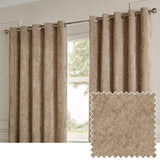 Lustre Velvet Plain Fully Lined Eyelet Curtains - Champagne