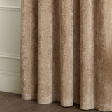 Lustre Velvet Plain Fully Lined Eyelet Curtains - Champagne