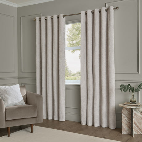 Lustre Velvet Plain Fully Lined Eyelet Curtains - Silver