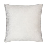 Square ivory cushion in crushed velvet fabric, plain design with a light-catching sheen, shown on a plain white background.