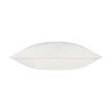 Side view of the Lustre Velvet Plain Polyester Cushion in ivory, showing its crushed velvet pile and flat piped edge on a plain white background.