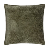 Square Lustre Velvet cushion in Malachite Green, crushed-velvet polyester fabric with a self-piped edge, shown against a plain white background.