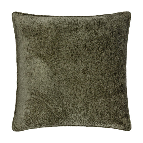 Square Lustre Velvet cushion in Malachite Green, crushed-velvet polyester fabric with a self-piped edge, shown against a plain white background.