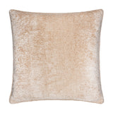 Square Lustre Velvet cushion in oyster beige with a crushed velvet pile, self-piped edge, and polyester cover, shown on a plain white background.