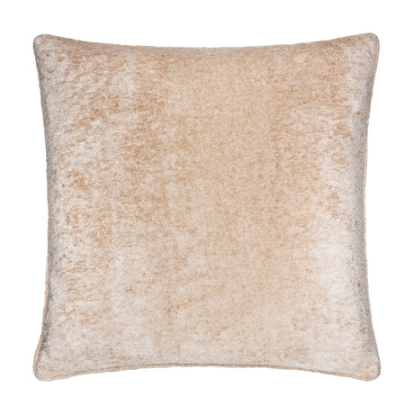 Square Lustre Velvet cushion in oyster beige with a crushed velvet pile, self-piped edge, and polyester cover, shown on a plain white background.
