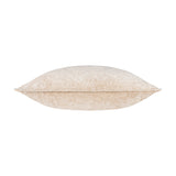 Side view of the Lustre Velvet Plain Polyester Cushion in oyster, showing its crushed velvet pile, plump square shape, and piped seam edge on a plain white background.