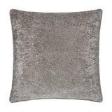 Lustre Velvet Plain Polyester Cushion in pewter grey, square with piped edges and a crushed velvet finish, shown against a plain white background.