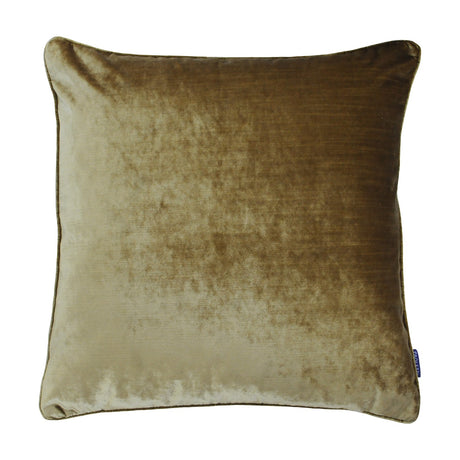 Luxe Velvet Plain Polyester Cushion in gold, a square cushion with a soft velvet-feel front and piped edges, shown against a plain white background.