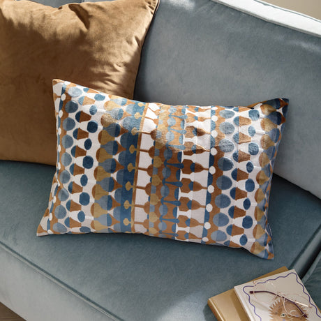Metro Abstract Jacquard Velvet Cushion - Ginger