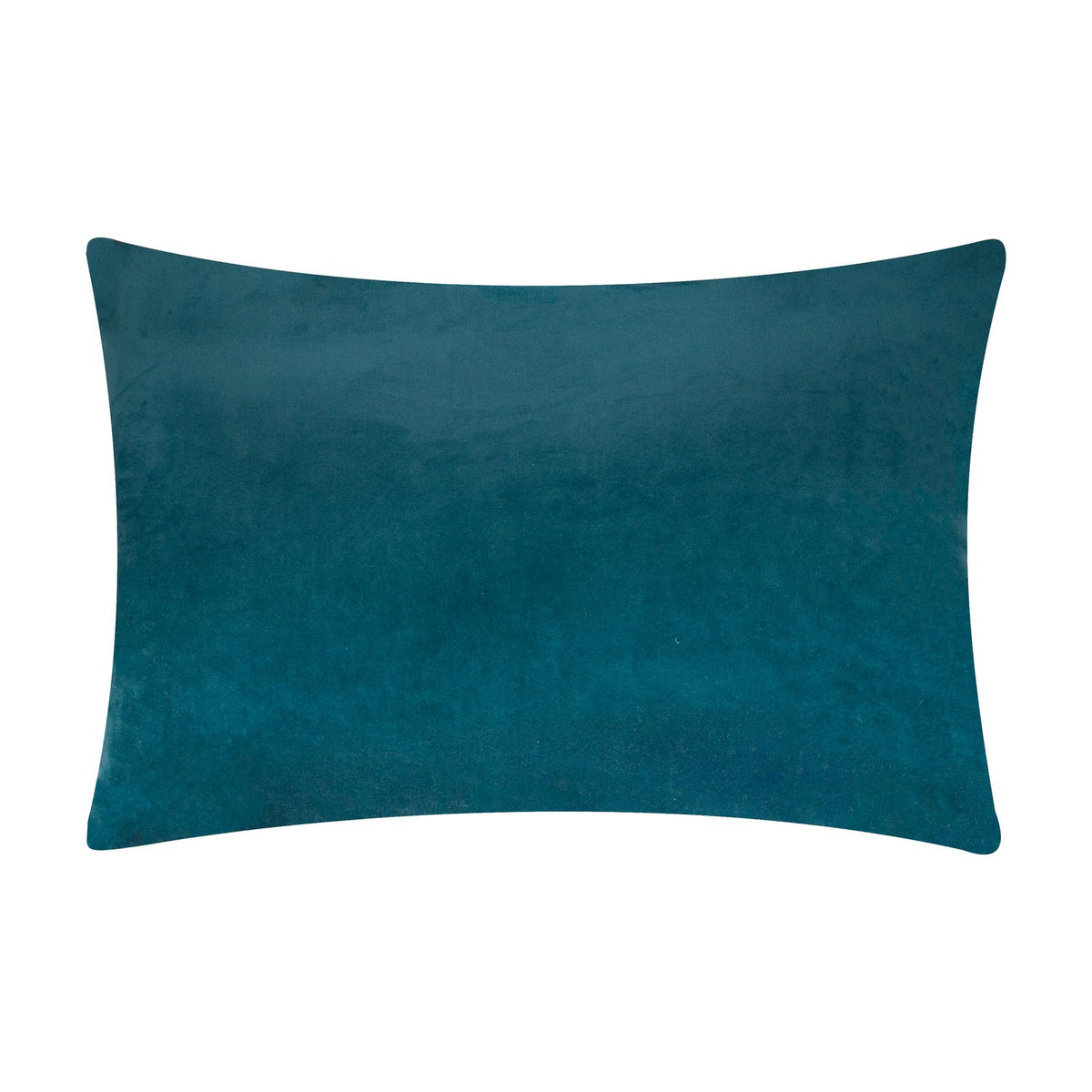 Rectangular Metro Abstract velvet cushion shown in plain teal on the reverse side, with a soft, subtly shaded finish against a plain white background.