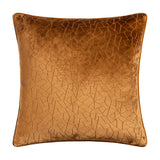 Malans Geometric Velvet Cushion in bronze, a square cut-velvet design with a crackled geometric pattern and self-coloured piping, shown on a plain white background.