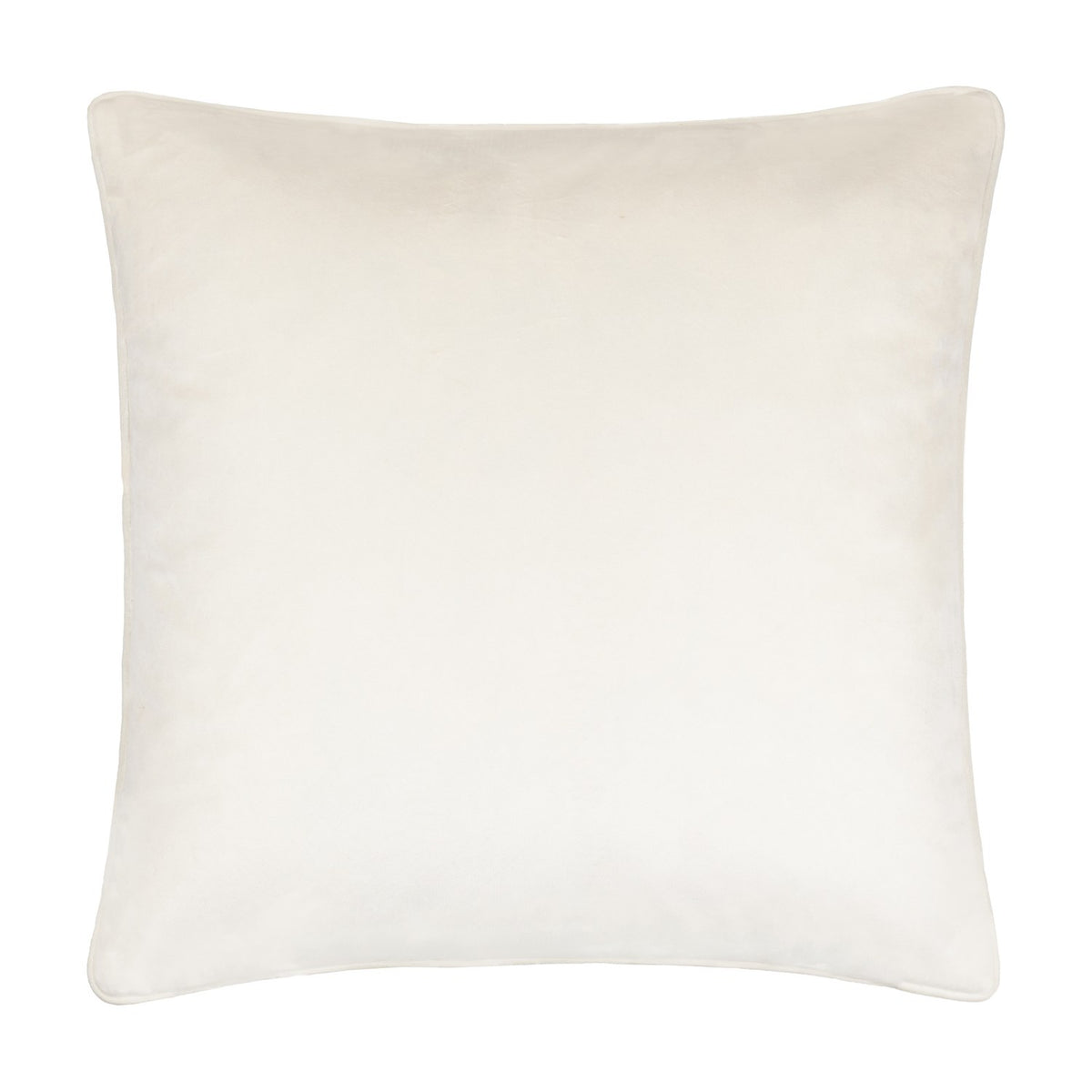 Malans Geometric Velvet Cushion in milk cream, square 45 x 45cm with piped edges and a subtle textured pattern, shown on a plain white background.