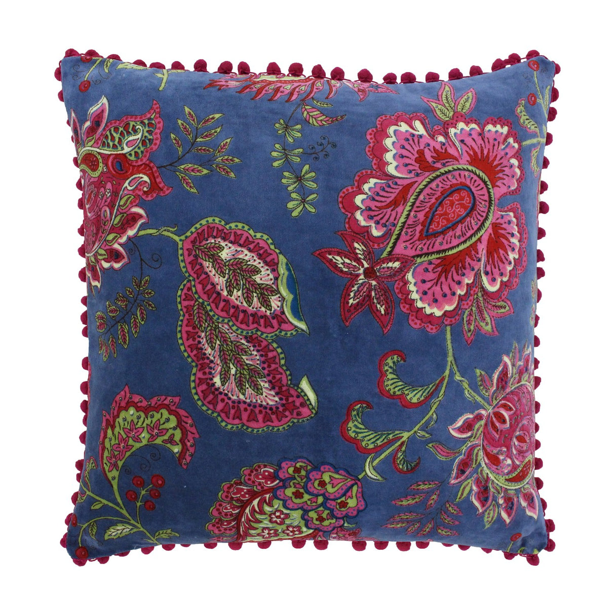 Malisa Velvet Cotton Cushion - Smoke Blue