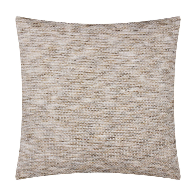 Malvern Jacquard Chenille Cushion in Griege, a 45 x 45cm square cushion with a mottled woven texture and flecks of tan and cream, shown on a plain white background.