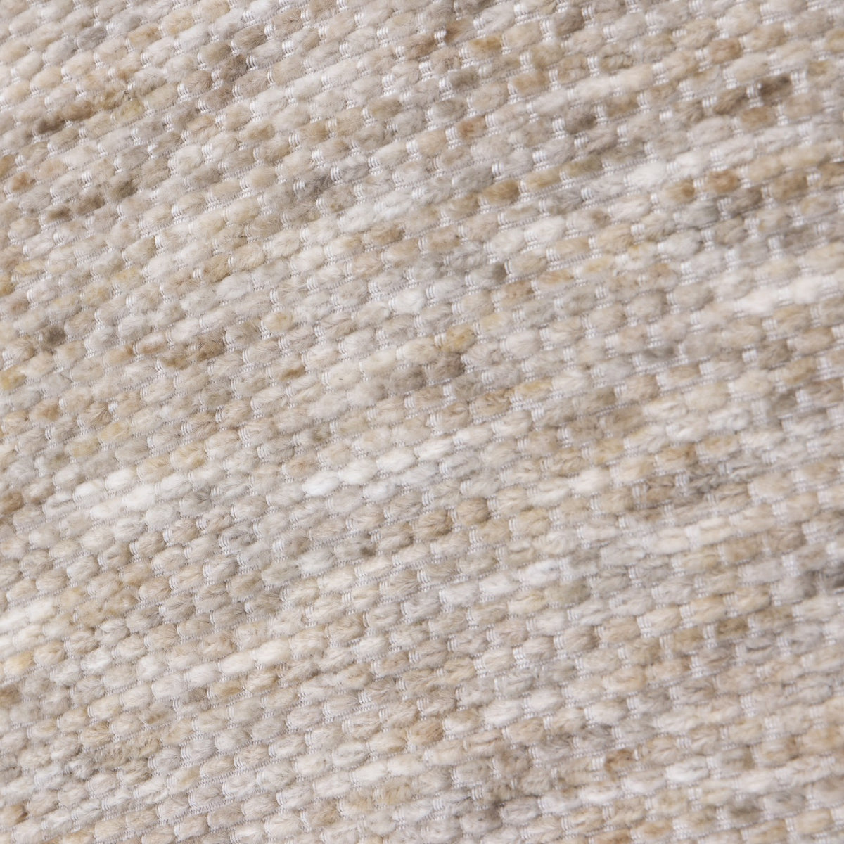 Close-up of the Malvern Jacquard Chenille Cushion in Griege, showing its textured woven surface with mottled grey-beige tones and flecks of tan and cream.