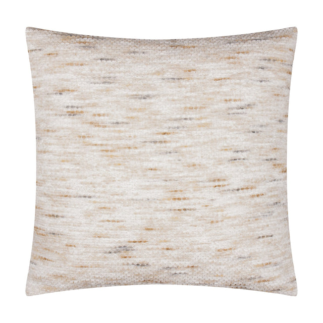 Malvern Jacquard Chenille Cushion in natural, a 45 x 45cm square cushion with a soft raised chenille pile in cream, sand and gold horizontal streaks, shown on a white background.