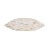 Malvern Jacquard Chenille Cushion in Natural, shown side-on to reveal its plump shape and woven chenille texture with cream, sand and gold streaks, against a plain white background.