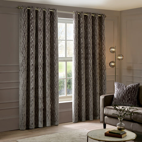 Manhattan Velvet Fully Lined Eyelet Curtains - Mink