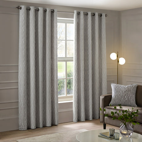 Manhattan Velvet Fully Lined Eyelet Curtains - Silver