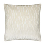 Manhattan Geometric Velvet Cushion in ivory, a square cut-velvet cushion with an irregular angled-block pattern and piped edges, shown against a plain white background.