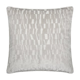 Manhattan Geometric Velvet Cushion in silver, square 50x50cm, with a cut-velvet geometric pattern of raised blocks and bars, shown against a plain white background.