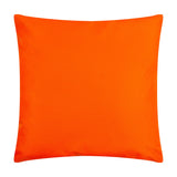 Square polyester cushion in solid bright orange with a plain piped edge, shown against a white background, back view of the Margarita Abstract Polyester Cushion.
