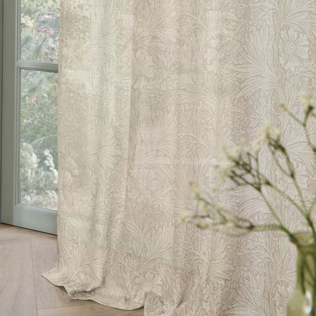 Marigold Damask Linen Curtain Panel - Linen