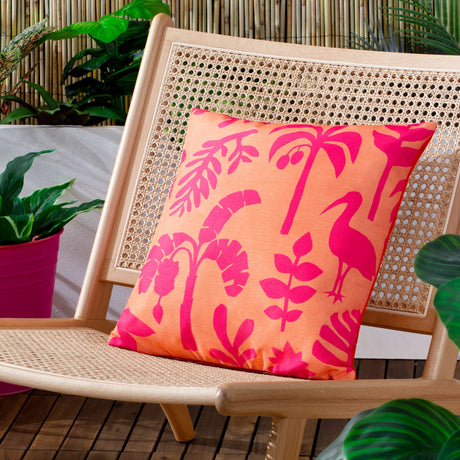 Marula Jungle Polyester Cushion - Coral/Pink