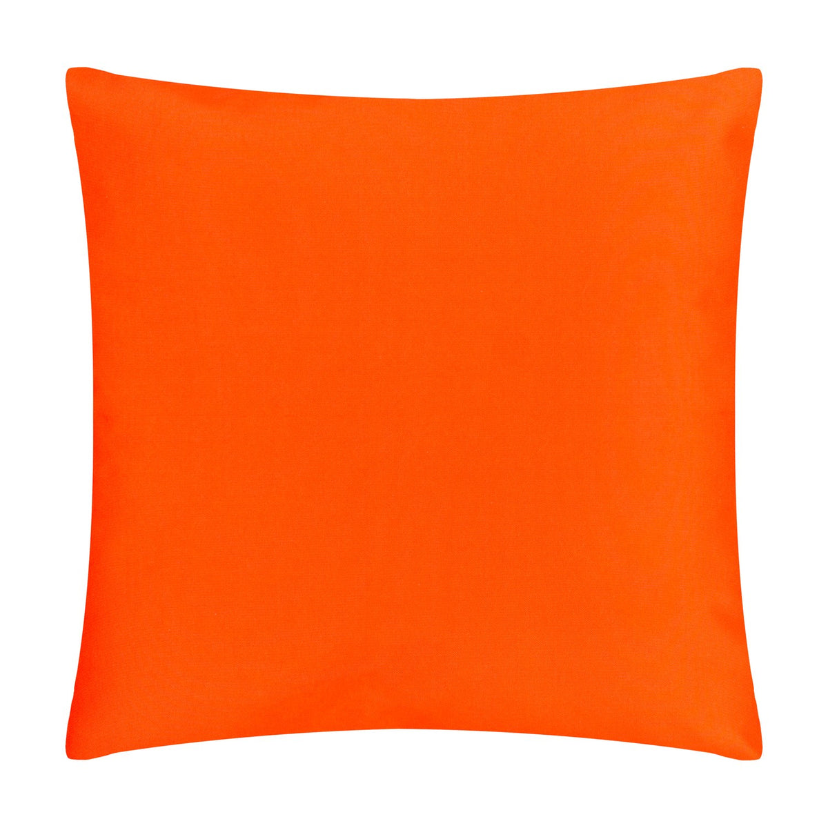 Square polyester cushion in solid coral-orange, shown plain-sided on a white background, part of the Marula Jungle Polyester Cushion in Coral/Pink.