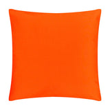 Square polyester cushion in solid coral-orange, shown plain-sided on a white background, part of the Marula Jungle Polyester Cushion in Coral/Pink.
