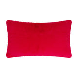 Rectangular red faux fur cushion, 30 x 50cm, plush pile fabric shown on a plain white background, from the Merry & Bright Striped Faux Fur Cushion set.
