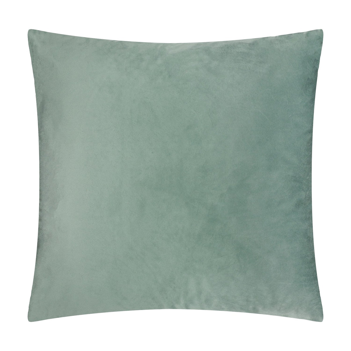Metro Blocks Jacquard Velvet Cushion in green, a square scatter cushion with plain velvet finish, shown on a plain white background.