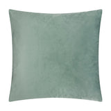 Metro Blocks Jacquard Velvet Cushion in green, a square scatter cushion with plain velvet finish, shown on a plain white background.