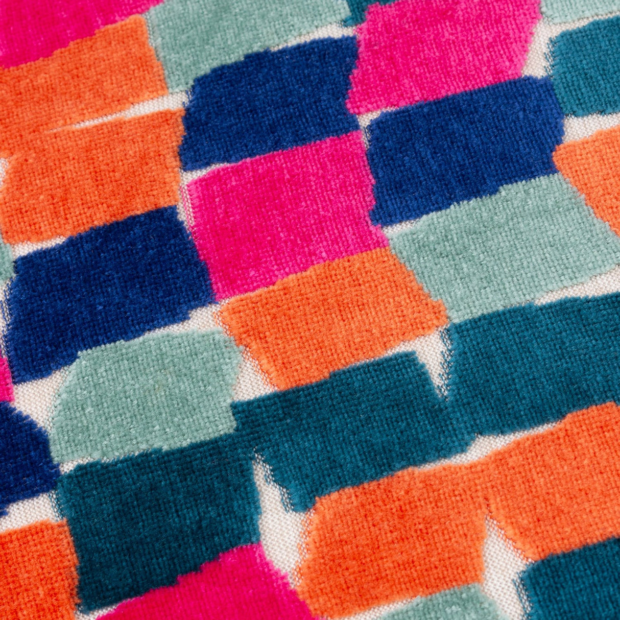 Metro Blocks Jacquard Velvet Cushion - Multi