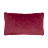 Rectangular faux fur cushion in plain burgundy, 30 x 50cm, soft plush polyester finish, shown on a white background.