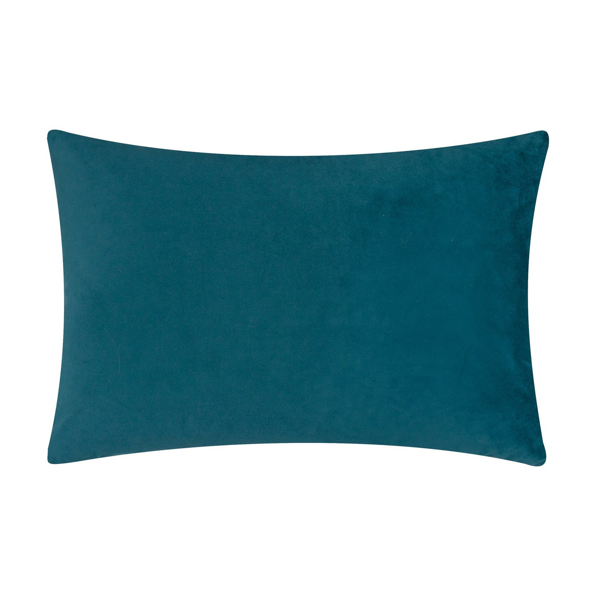 Rectangular Metro Diamond cushion in plain teal velvet, shown as the reverse side with no visible pattern, on a plain white background.