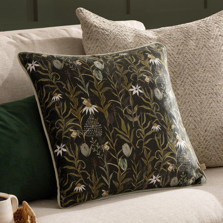 Meadow Bloom Floral Chenille Cushion - Multicolour