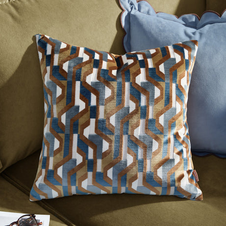 Metro Prism Jacquard Velvet Cushion - Ginger