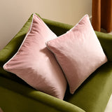 Meridian Plain Velvet Cushion - Blush/Grey